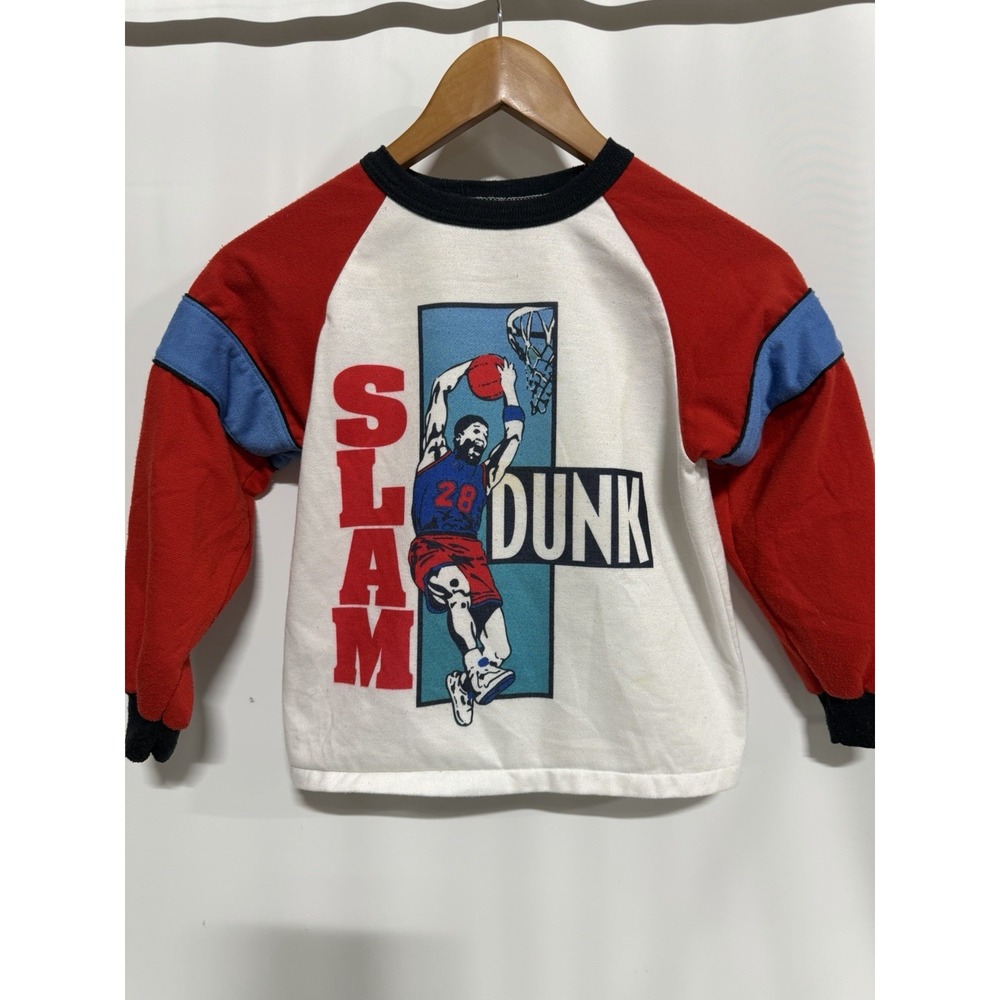 Vintage Carters Boys Sz 7Long Sleeve Crewneck Basketball Slam Dunk Youth Kids